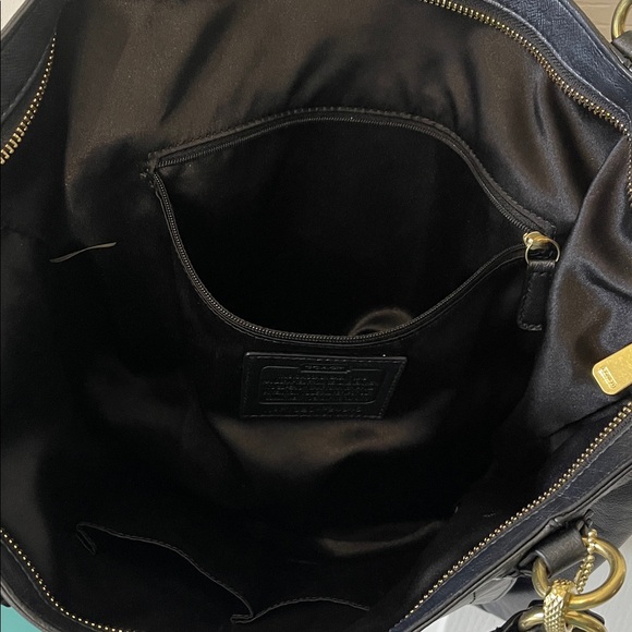 Coach Black Leather Tote with Gold Hardware - Picture 6 of 9